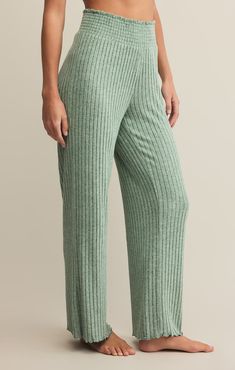Dawn Smocked Rib Pant by ZS in Botanical - Sunset Park Resort
