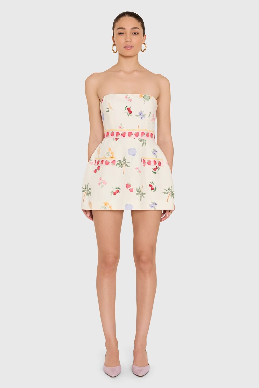 Strapless Bethany Romper -Boardwalk Print