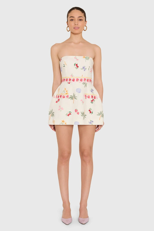 Strapless Bethany Romper -Boardwalk Print