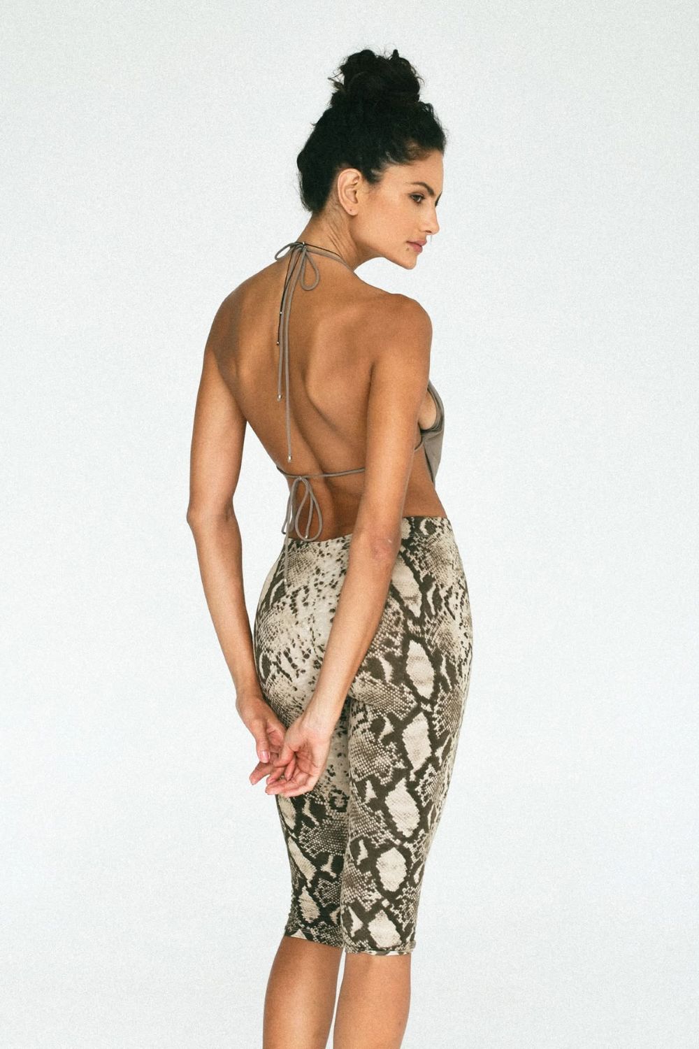 calla cowl halter neck top - taupe