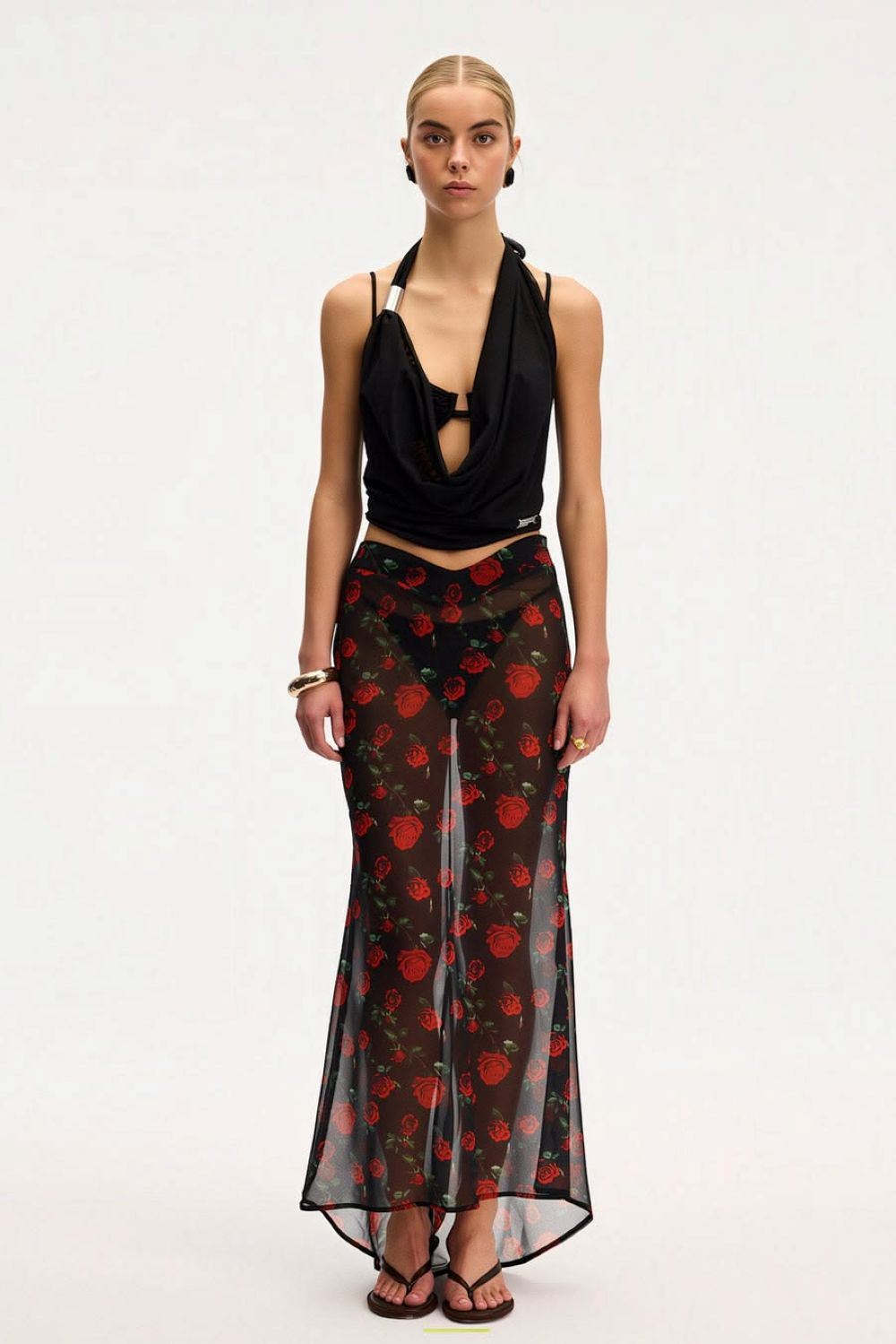 ANNA BEACH SKIRT - ROSES