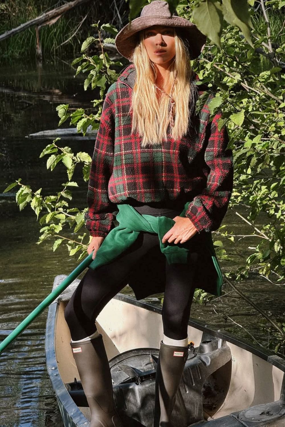 leona sherpa top - pine hollow plaid
