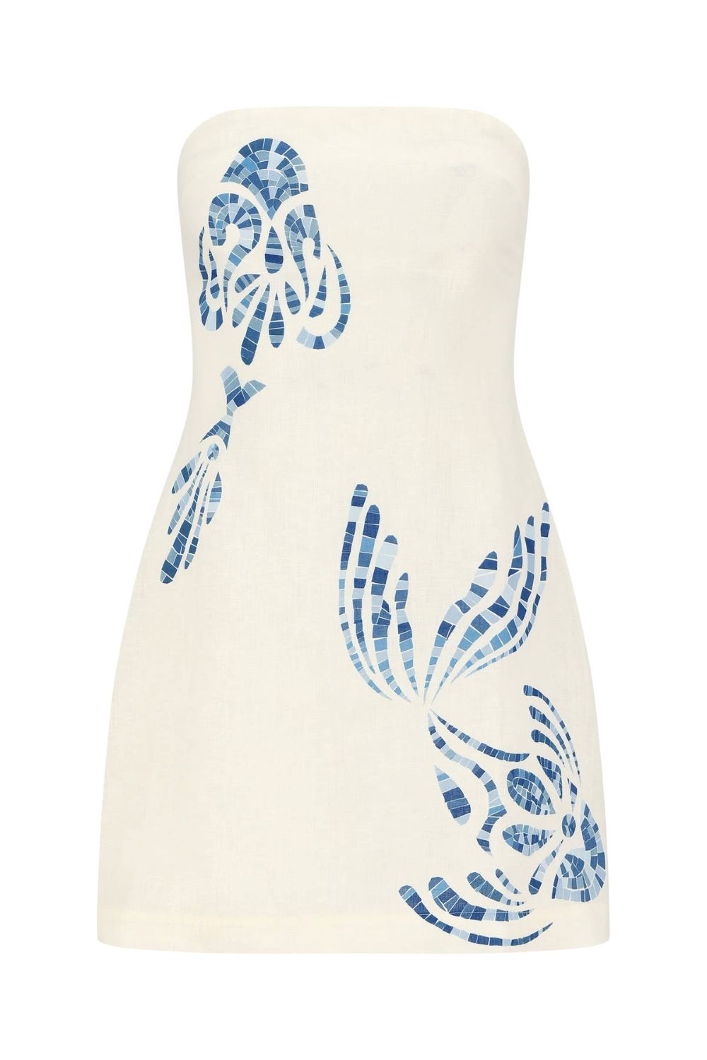 Elowen Mini Dress - Blue Mosaic Print