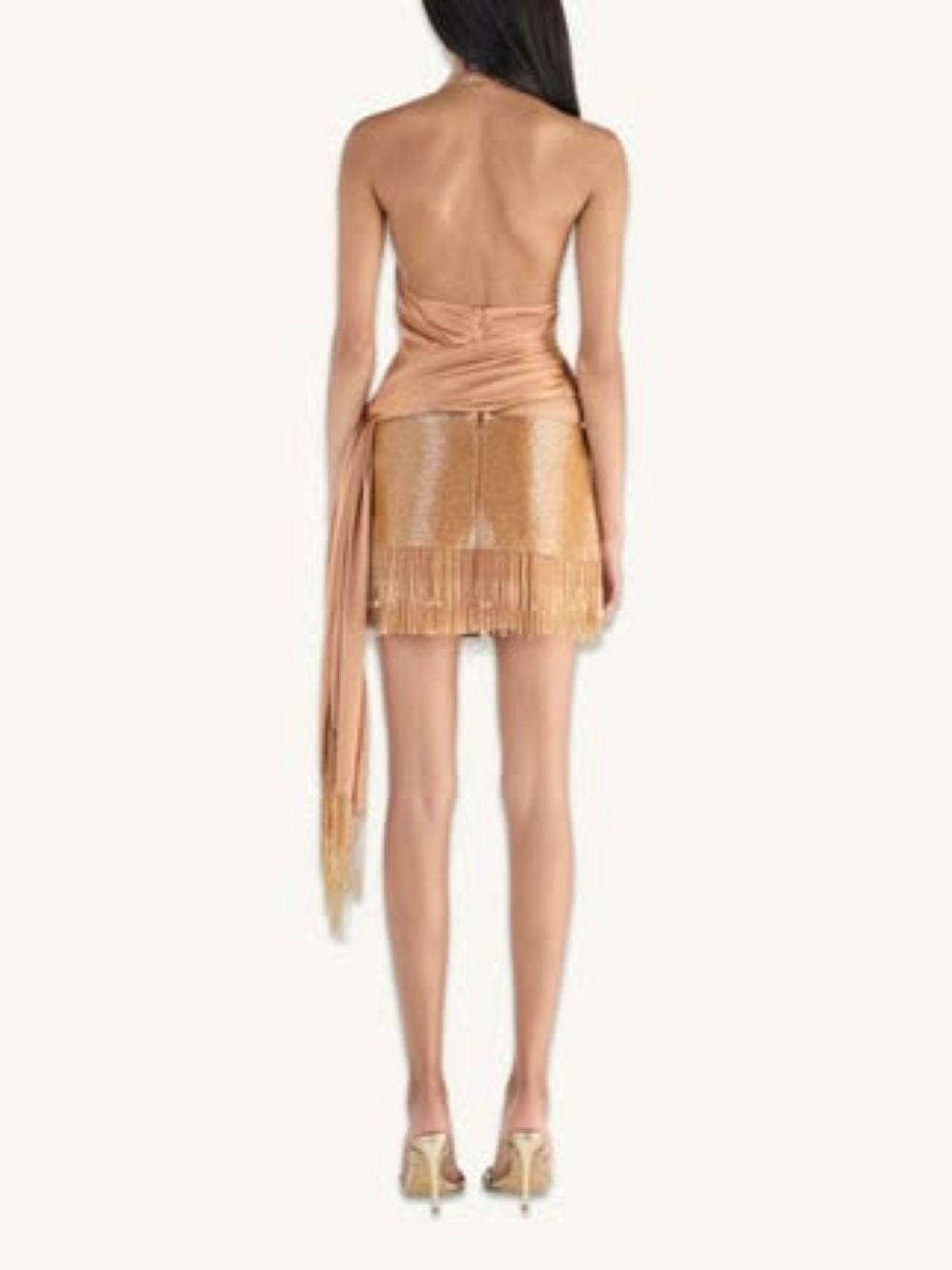 ESTELLA HAND BEADED MINI SKIRT- ALMOND