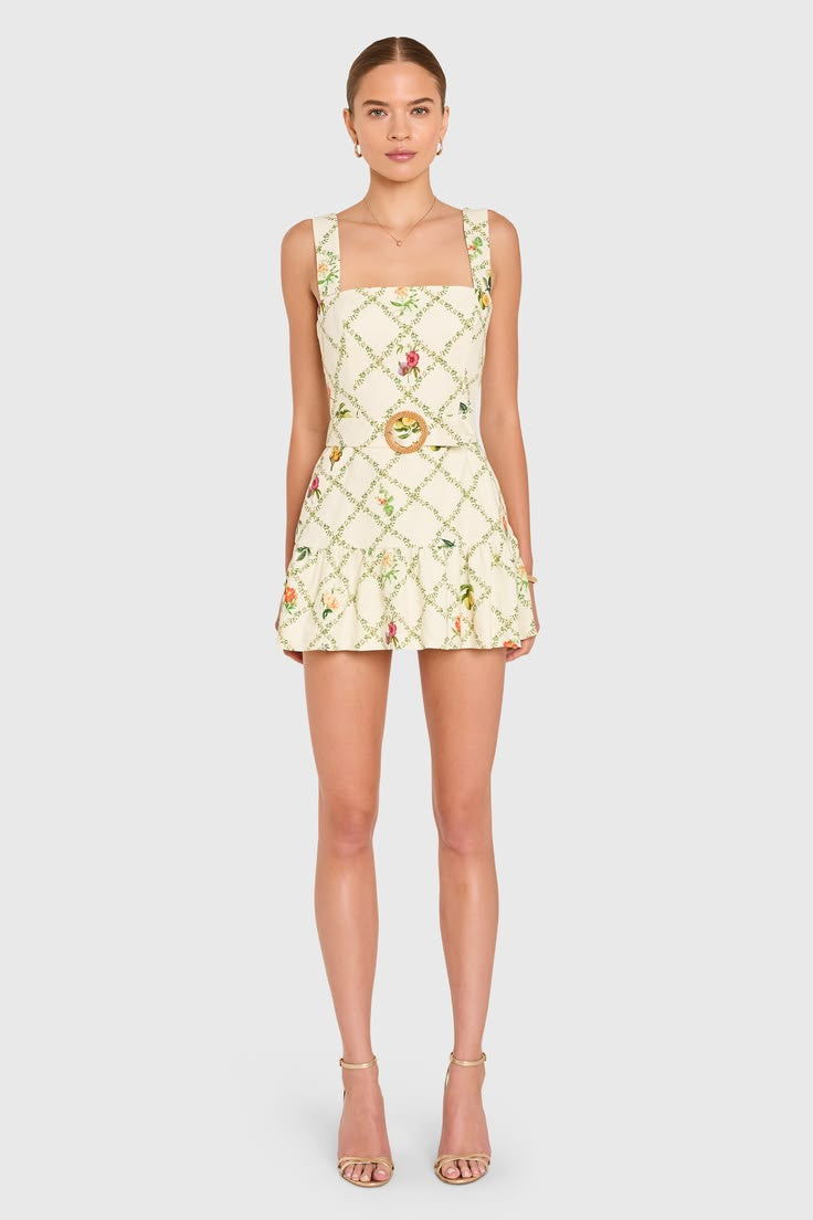 Lena Romper - Trellis Print