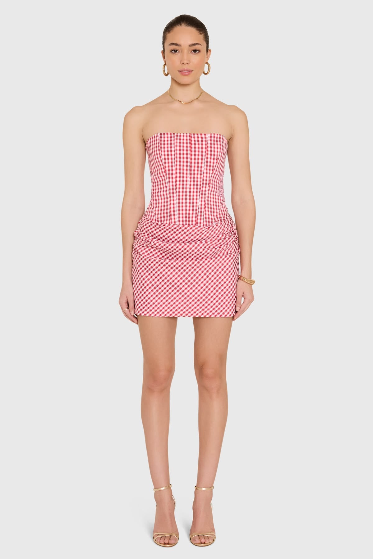Mariah Dress -Gingham Red White
